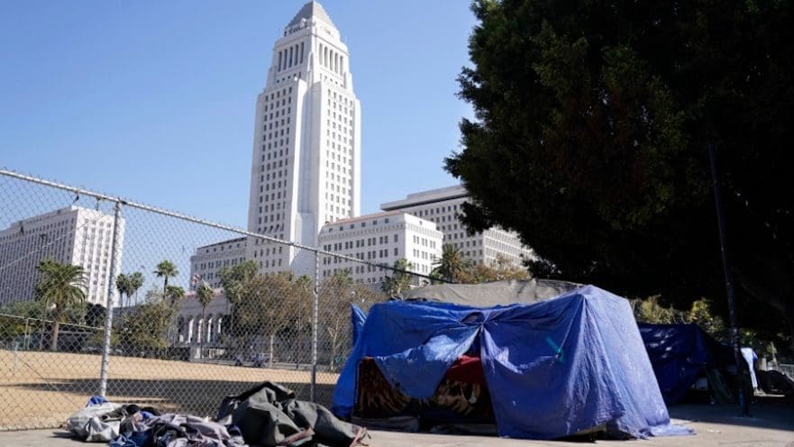 Housing Is A Human Right homelessness Los Angeles City Hall